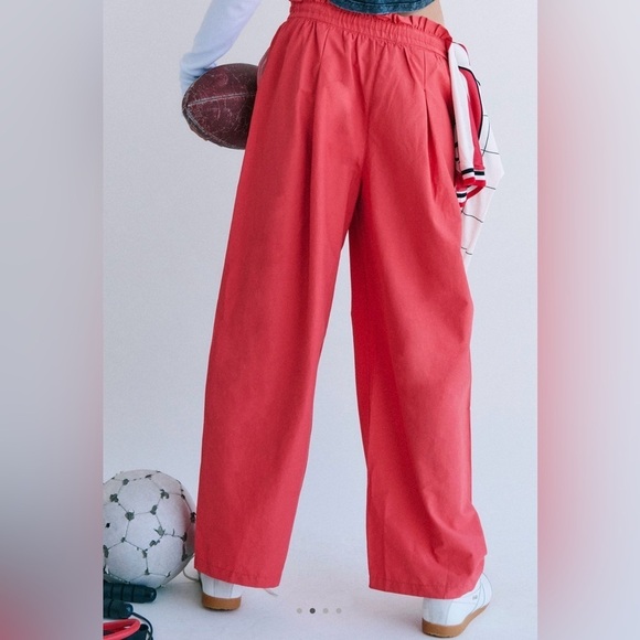 NWT Free People Movement S Straight Up Pants in Cherry Crush Red New $108 retail - Picture 2 of 6